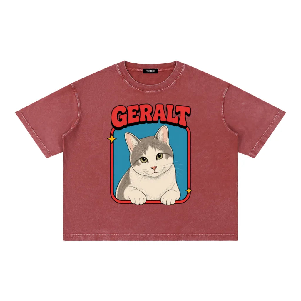 CUSTOM CLASSIC PET PORTRAIT Unisex Vintage Wash Boxy T-Shirt