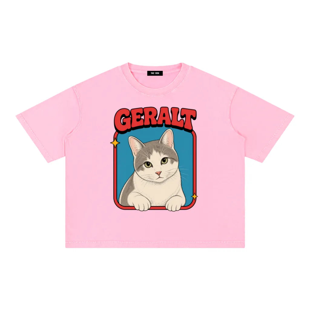 CUSTOM CLASSIC PET PORTRAIT Unisex Vintage Wash Boxy T-Shirt
